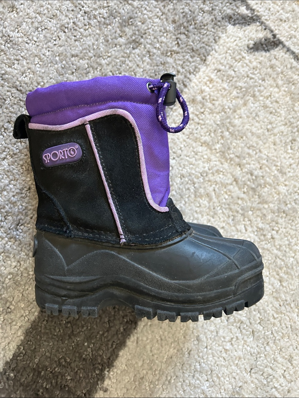 Sporto toddler Purple and Black Winter Boot with Drawcord